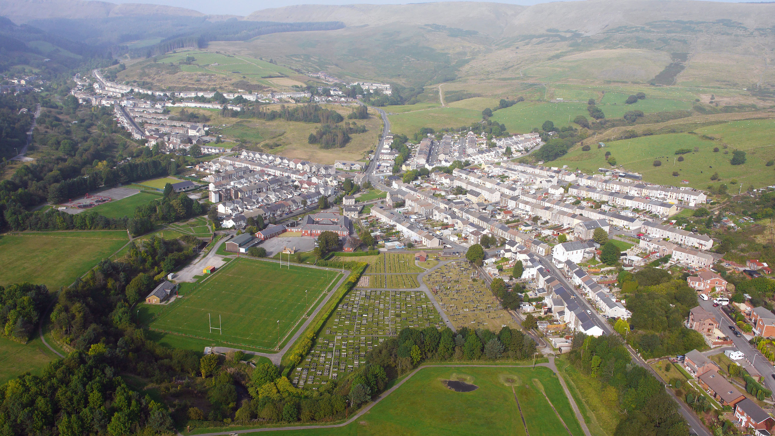 Overhead view of the Garw Valley